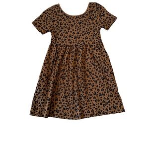 Old Navy Kids Tan and Black Heart Pattern Dress